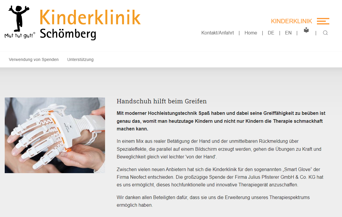 Unterstützung der Kinderklink Schömberg